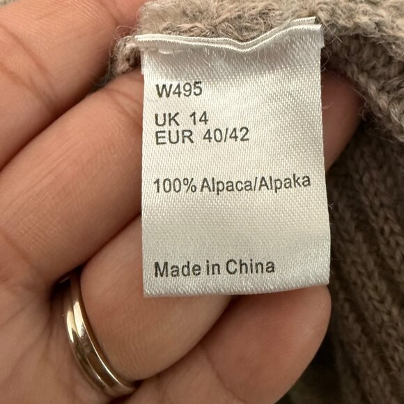 Wrap London Marled Brown 100% Alpaca Rib Trim Cardigan Sweater Womens Medium - Picture 7 of 8